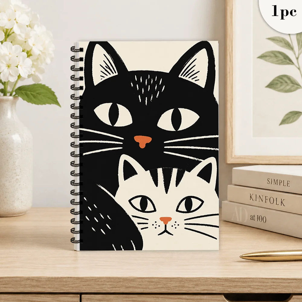 Quaderno a Tema Gatto Bicolore 1 pz, Pagine a Righe Vuote, Regalo Ideale per Prendere Appunti, Ispirante per Tutti, Perfetto per Studenti - immagine 3