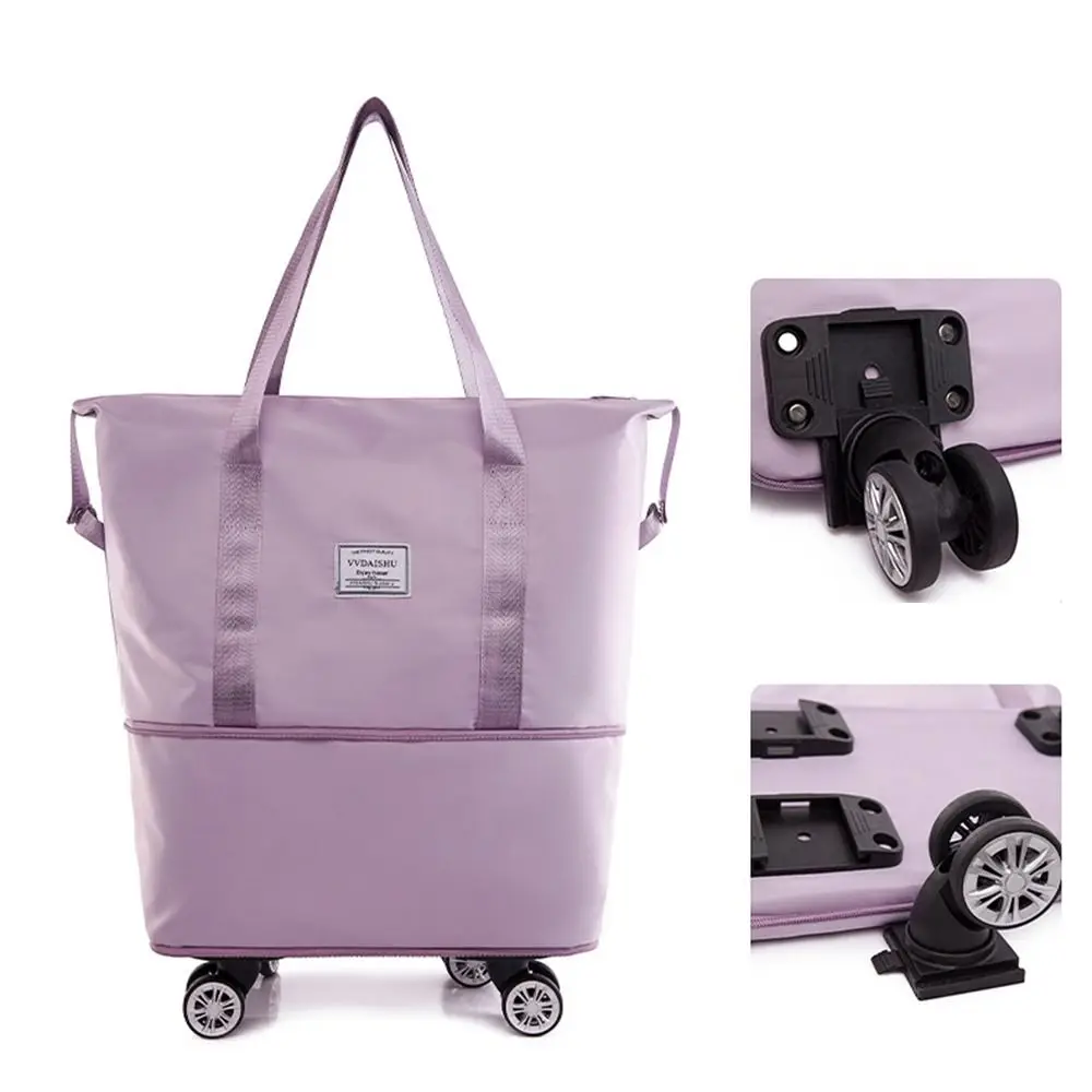 Expandable Rolling Duffle Bag with Wheels Foldable Multiple Pocket Rolling Luggage Bag with Wheels