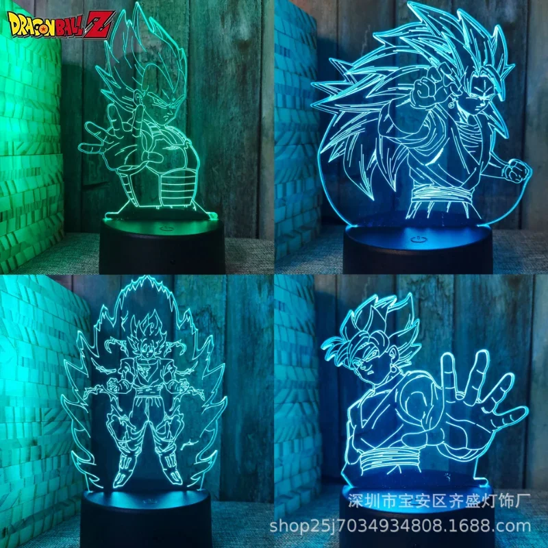 New Dragon Ball Z Figure Vegeta Super Saiyan 3D Lamp Led Night Light Figure Goku Jiren Broly Kawaii Anime Lampada Da Tavolo Regalo Per Bambini