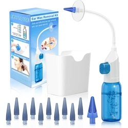 Ear Wax Removal Kit with Irrigation Flushing System and 30 Soft Disposable Tips (Blue)