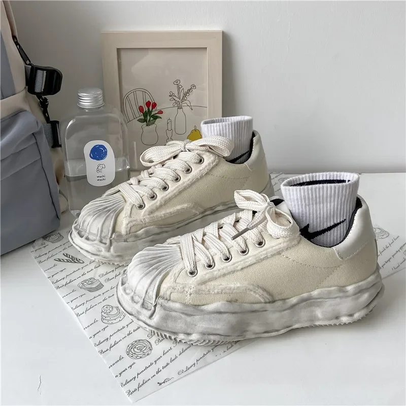 Women Canvas Sneakers Dirty Shoes New Student Canvas Thick Dissolving Heels Lace Up Sports women shoes casual sneakers women sneakers