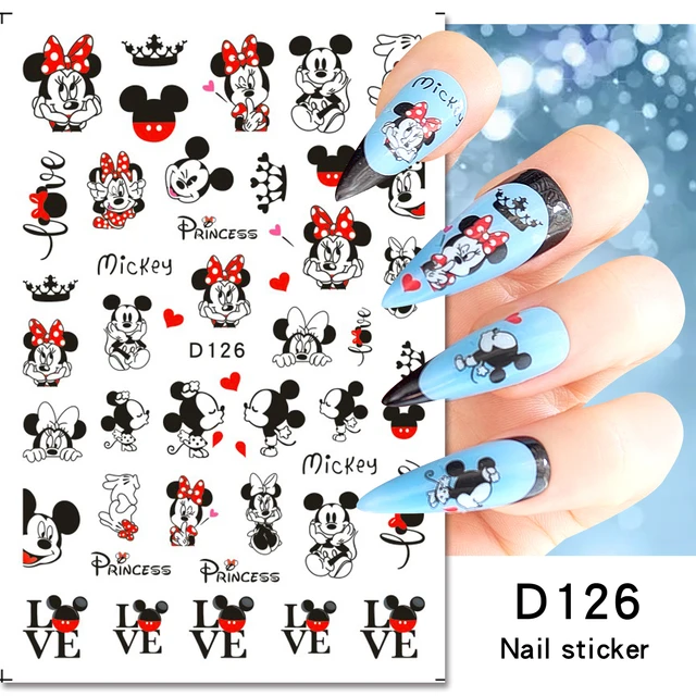 1PCS Mickey Mouse 3D Nail Stickers Disney Nail Art Decoration Nail Sliders  Mickey Minnie Cartoon Stickers Nail Art Accessories