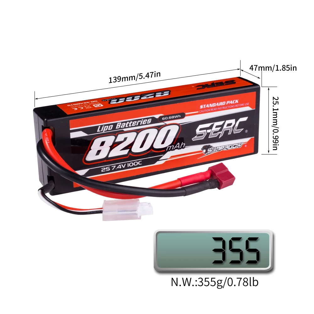 SUNPADOW 2S 3S 4S 7.4V 11.1V 14.8V Lipo Battery EC5 Plug 8200mAh 100C for RC Car Plane DJI Truck Tank Buggy Racing Boat Models 4