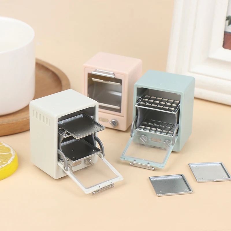 1Pc Simulation Miniature Dollhouse Oven Play Kitchen Baking Dish Bread Retro Refrigerator Model Doll Furniture Toy Decor