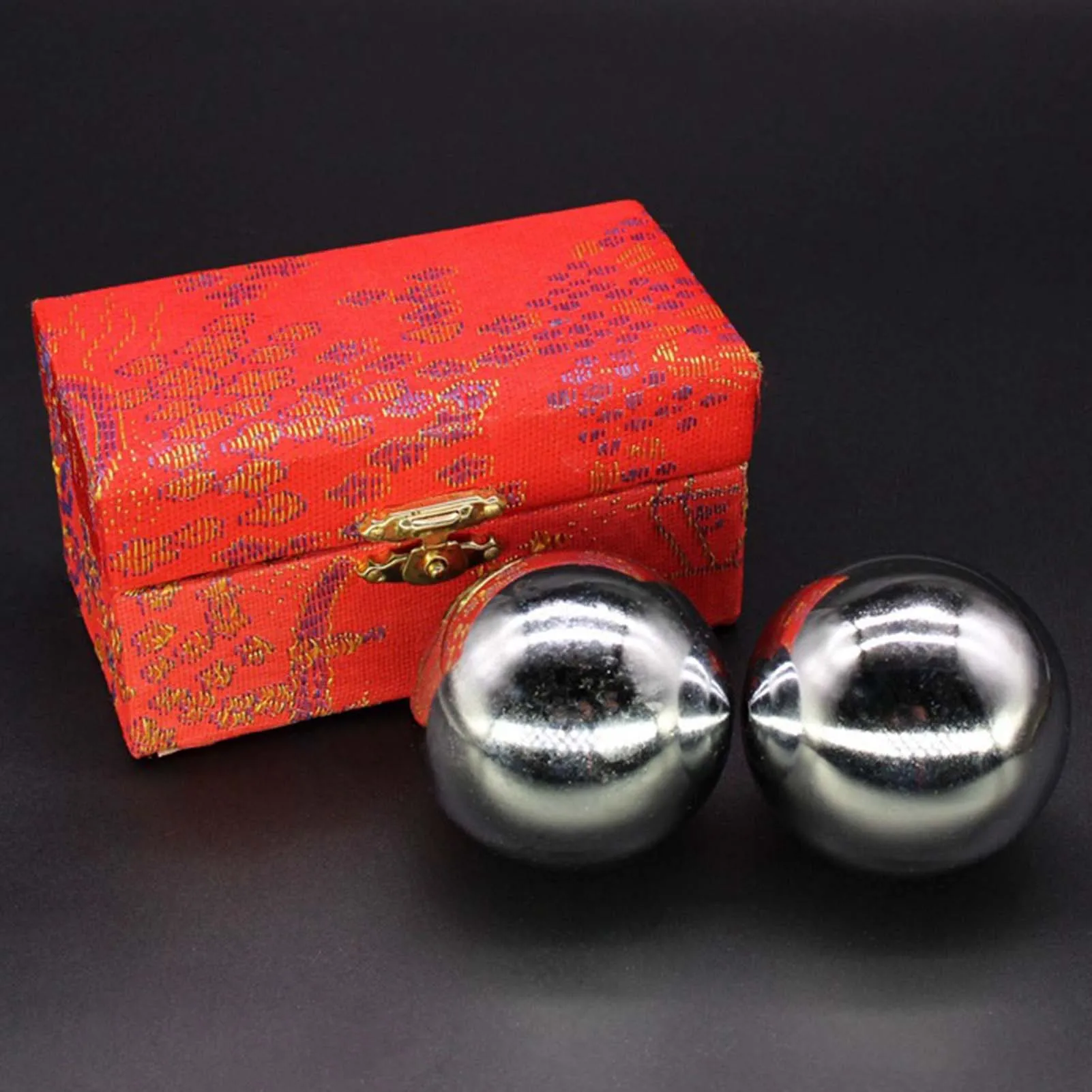 Solid/Hollow Baoding Balls Chrome-plated Silver Non-Chiming Chinese Health Balls Massage Ball for Hands