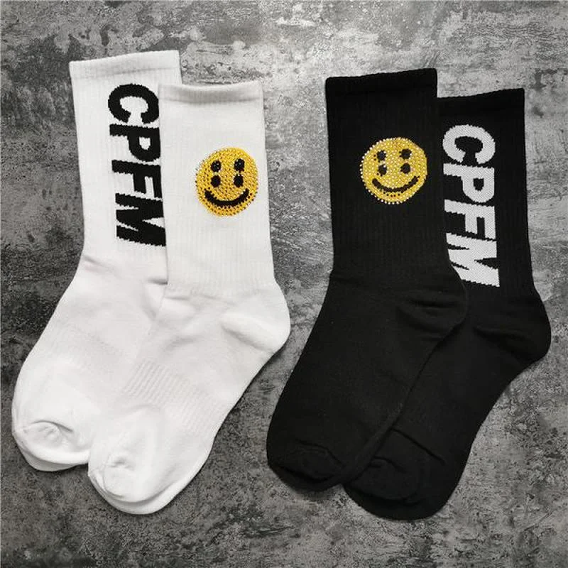 

22SS Hot Diamond Goth Letter Print CPFM.XYZ Socks Men Women 100% Cotton CPFM Socks Fashion Four Seasons Mon Compte