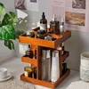 Solid wood rotating retro blind box cabinet, wooden desktop storage box, lipstick and cosmetics rack shelf organizer 2