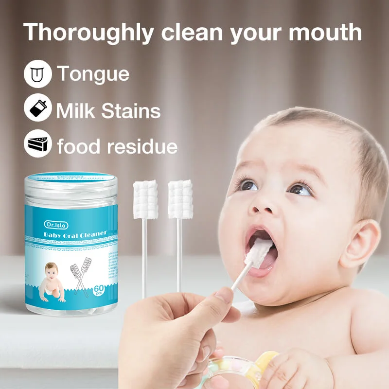 60Pcs Baby Tongue Cleaner Disposable Gauze Toothbrush Paper Rod Infant Oral Cleaning Brush Stick for Newborn cotton swabs baby oral cleaner