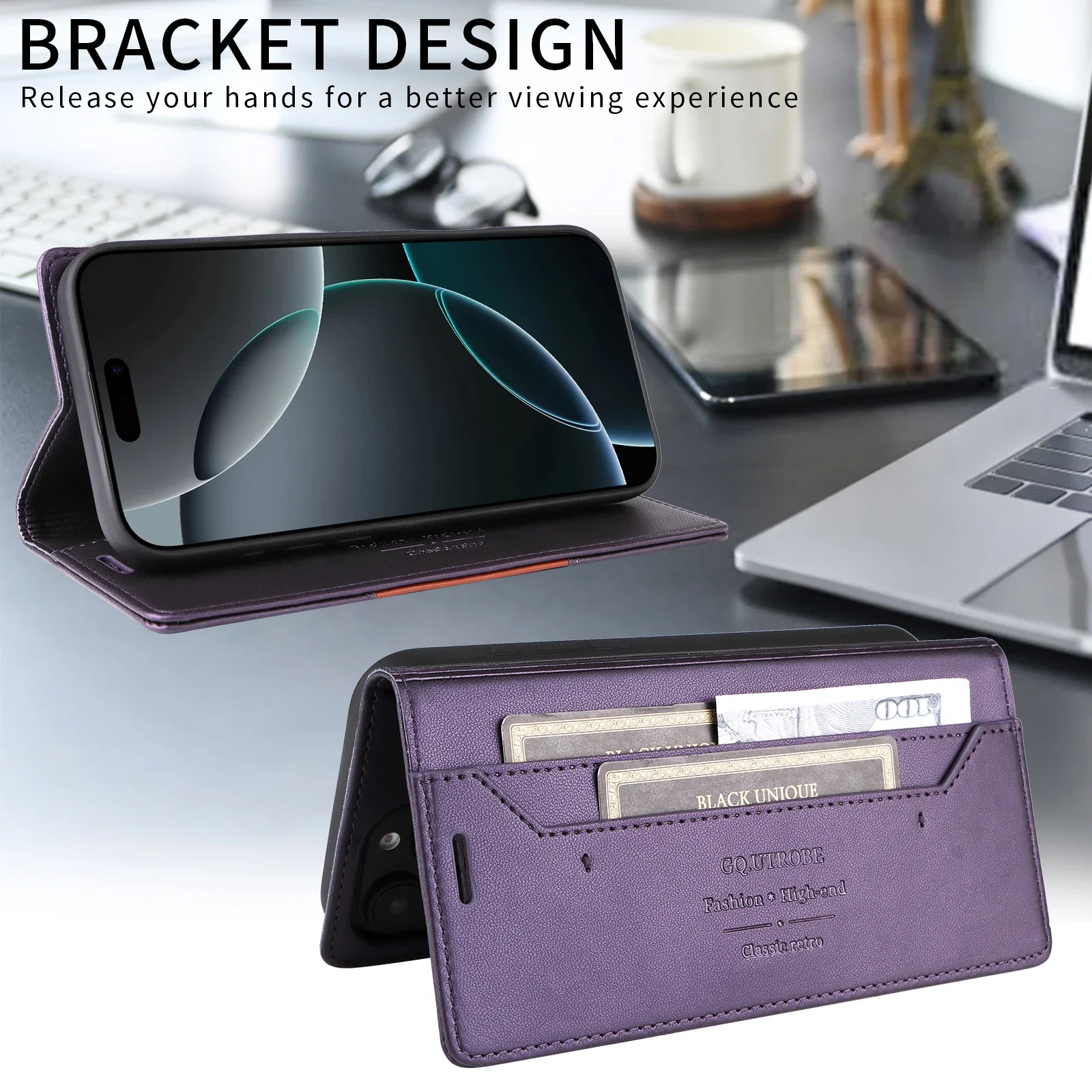 Premium Flip Leather Magnetic Wallet Phone Case with Card Holder and Book-Style Cover