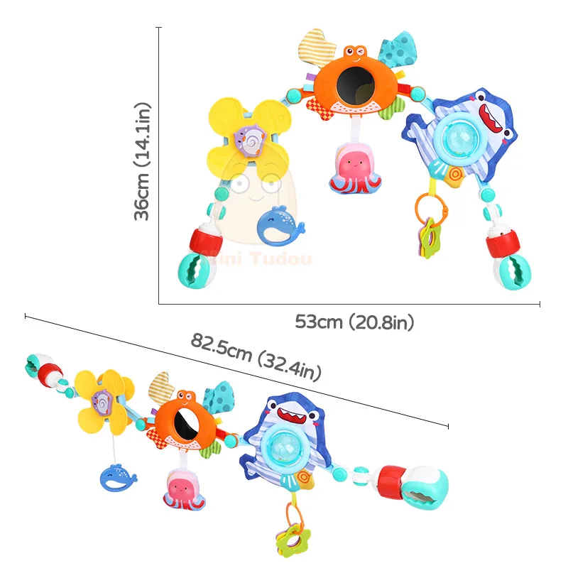 용 유모차 장난감, 이동식 침대, 벨 아치, 뮤지컬 딸랑이, 조절 가능한 클립 걸이, 0-12 개월 교육 장난감,  선물