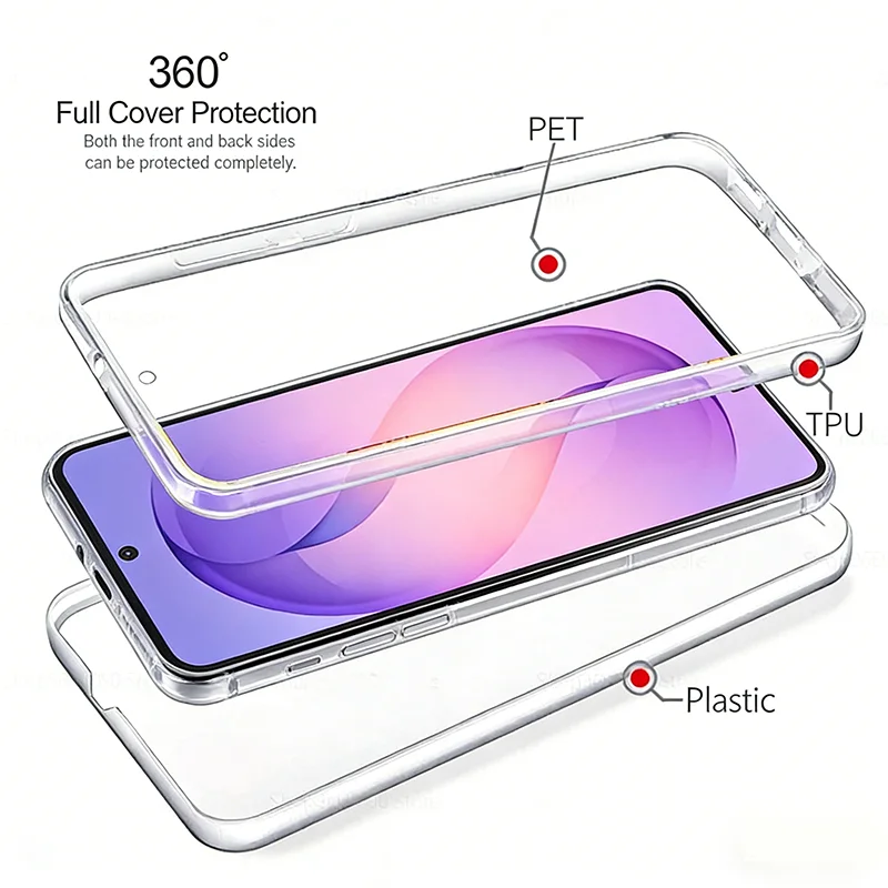 Crystal Clear 360° Full Body Protective Case - Dual Layer PC+TPU Cover