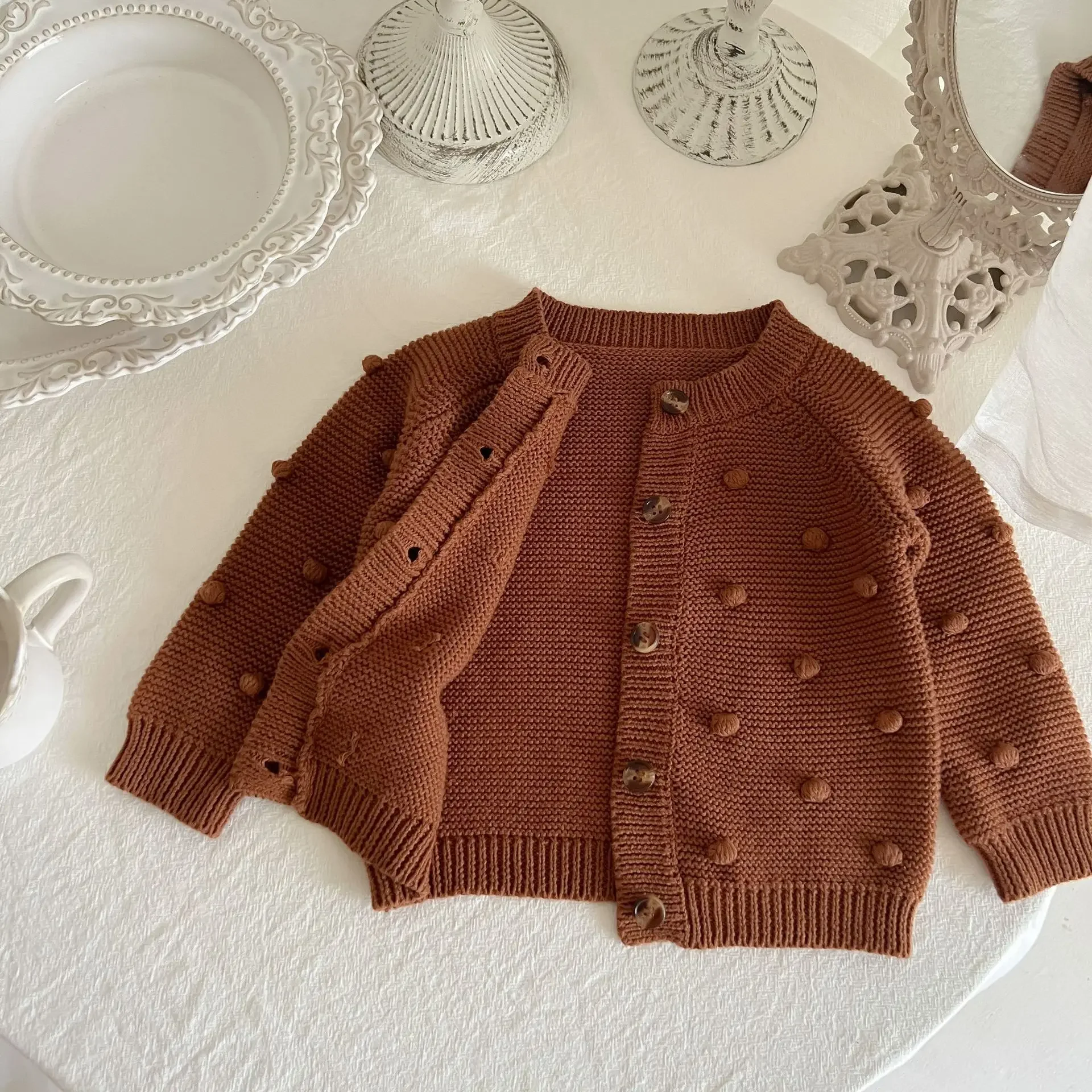 Baby Knitting Sweater Cardigan 0-3 Years Old Autumn Infant Toddlers Clothing Boys Girls Baby Solid Color Sweater Cotton Top