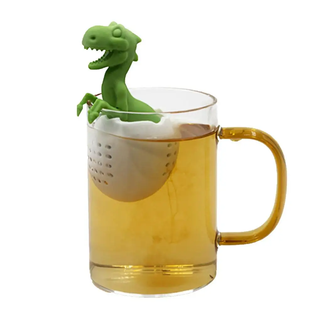 Diffuser Tea Infuser Tool Silicone Strainer Filter Hatched Dinosaur Leaf Drink Tool images - 6