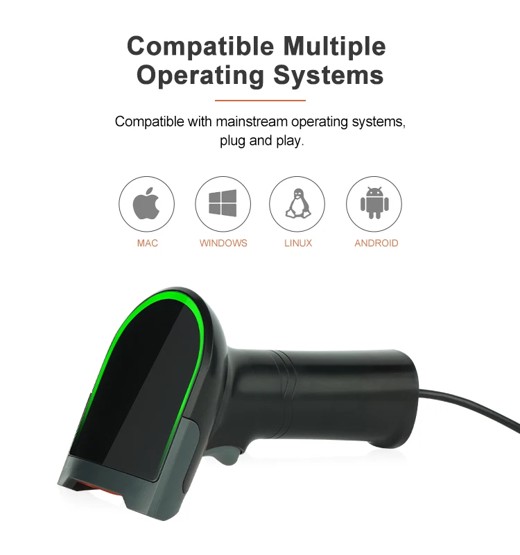 2D Bluetooth Wired and Wireless Barcode Scanner for PDF417 QR BarCode Reader Support Mobile iPAD Logistic