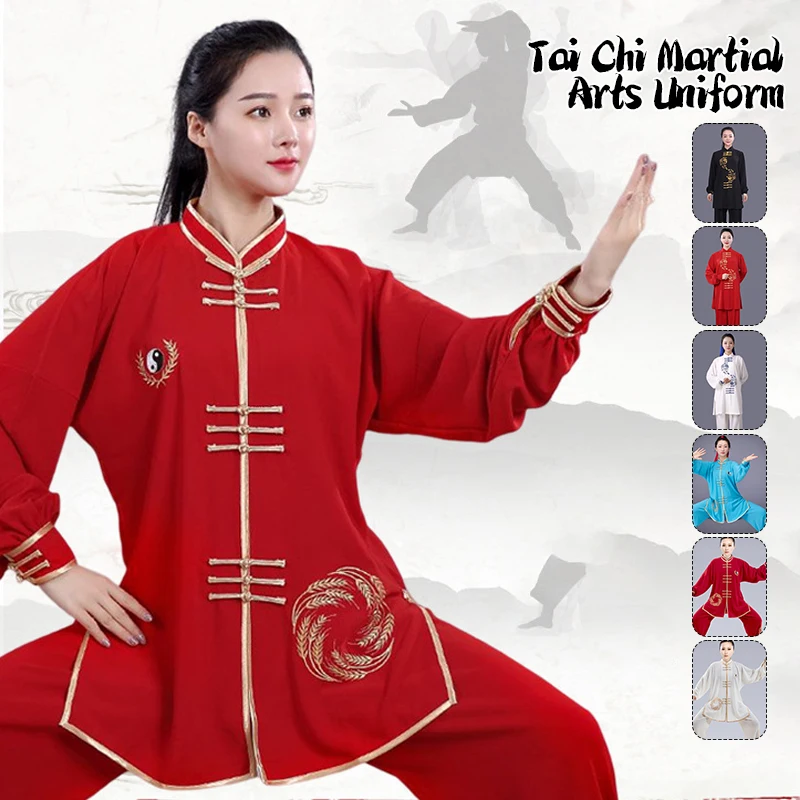 

Embroidery Tai Chi Uniform Women Men Martial Arts Uniform Chinese Traditional Performance Costumes Kung Fu Wing Chun Suit