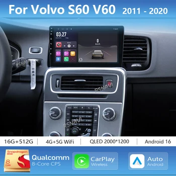 Radio Multimedia para Auto con Pantalla 2K y Android 16 Carplay para Volvo S60 V60 2011-2020, Unidad Principal 360 2Din, Autoradio Estéreo 1