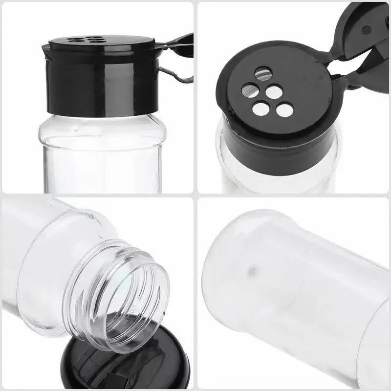 Seasoning Jar Plastic Spice Bottles With Shaker Lid BBQ Condiment Salt Pepper Storage Container With Stickers
