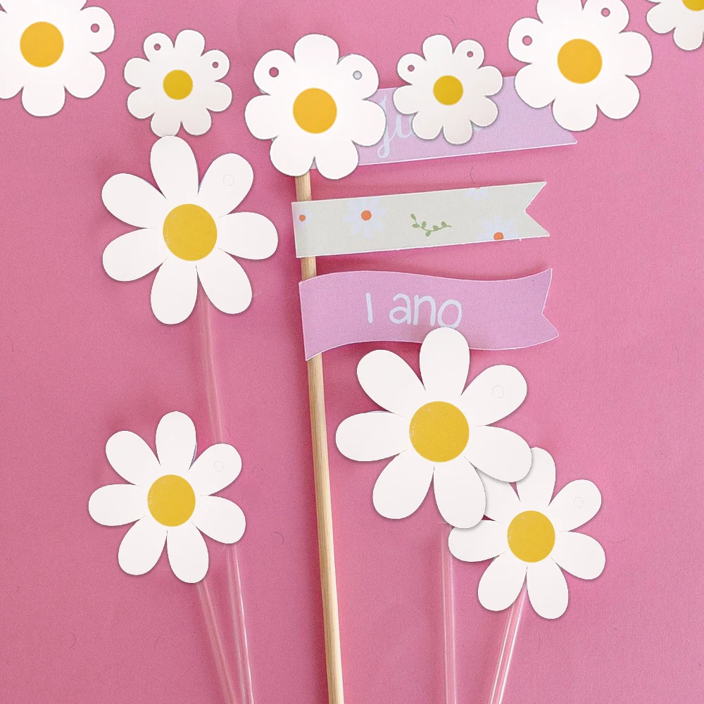 Gänseblümchen-Blumen-Serie, Papierbanner, Aufkleber zum Aufhängen, Lebels für alles Gute zum Geburtstag, Babyparty, Party-Dekoration, Hochzeit, DIY-Geschenke, Verpackungen