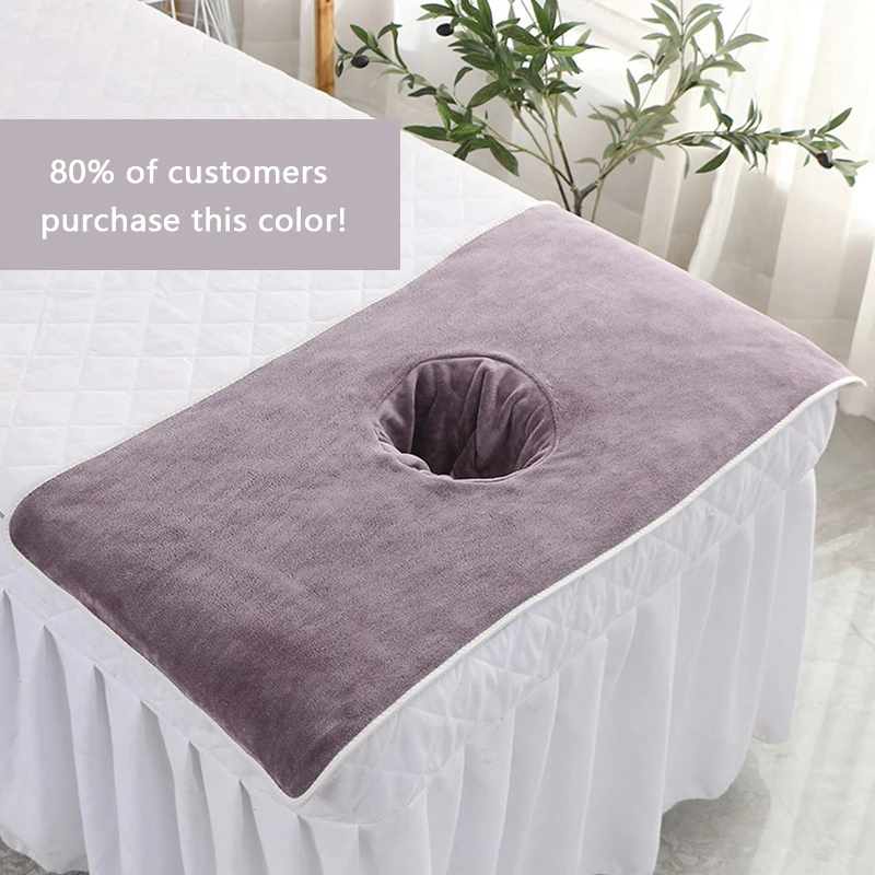 Serviette de visage avec trou pour table de massage SPA, couverture en éponge, bandana de beauté, lit cosmétique, 50x80cm, 60x90cm