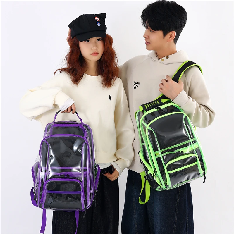 Zaino trasparente alla moda Borsa da scuola per giovani unisex 2026 Nuovo zaino leggero e versatile di alta qualità - immagine 5