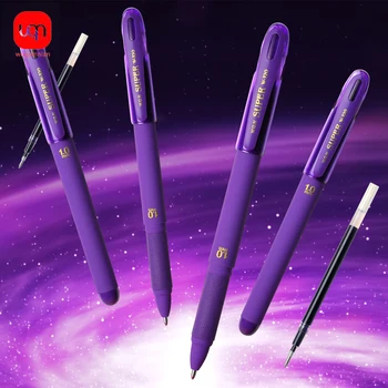 Penne gel con inchiostro viola 3 pezzi, 1,0 mm, ricarica di grande capacità, forniture per ufficio, cancelleria per il ritorno a scuola, strumenti per scrivere con penne per studenti