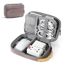 Compact Travel Cable and Electronics Organizer - Black (Pink)