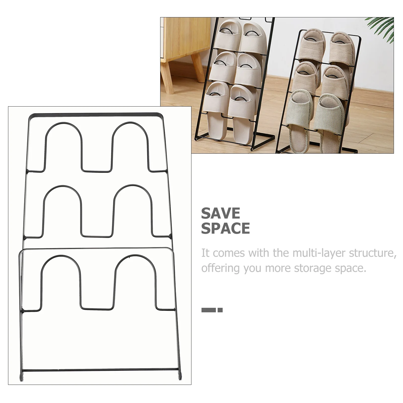 Shoe Storage Rack Slipper Multi-layer Slippers Shelf Wall-mounted Holder Simple Style Wrought Iron Organizer Cabinet