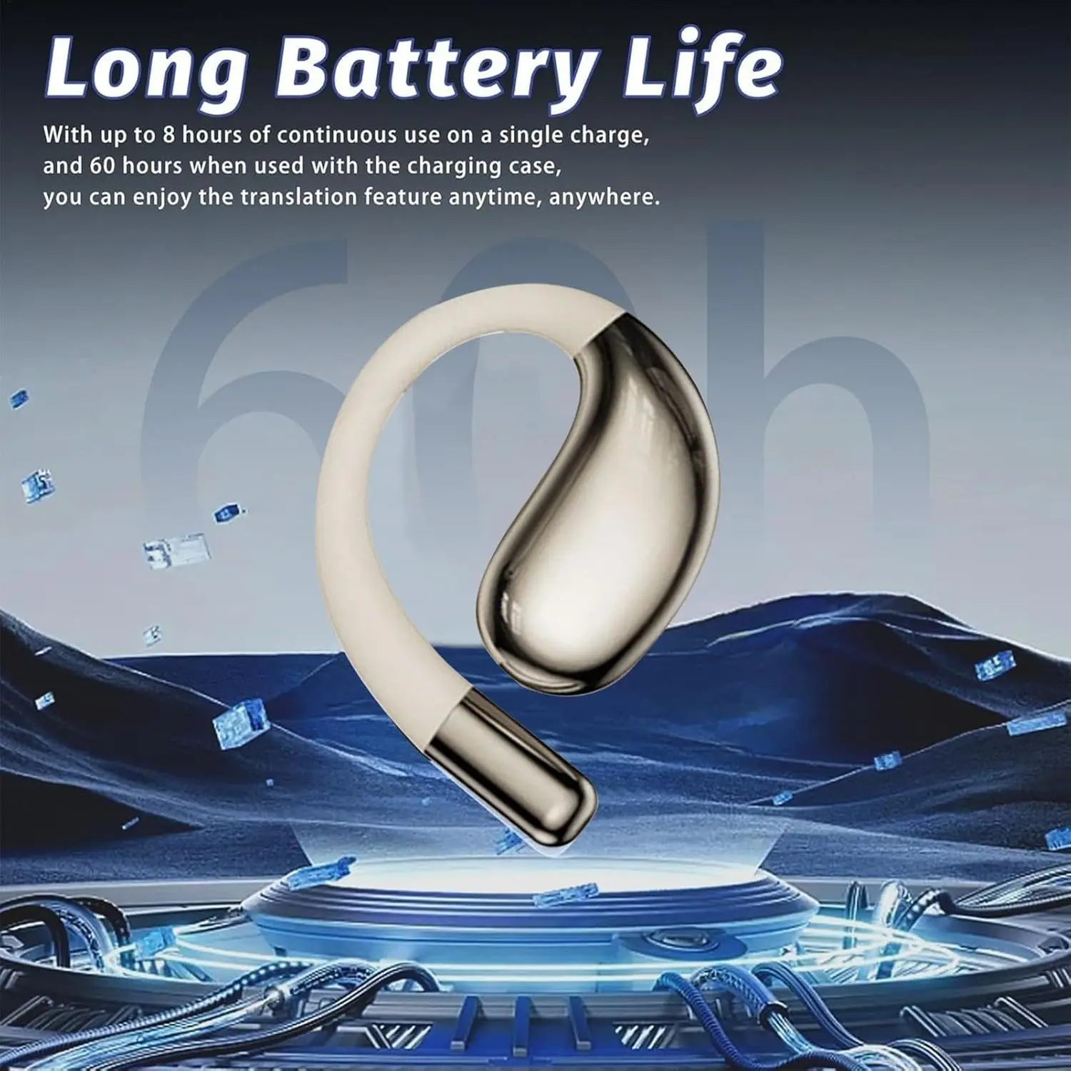 Enhanced Wireless Bluetooth Earbuds with Mic, IPX5 Waterproof, 40H Playtime, Sport Ear Hook Design
