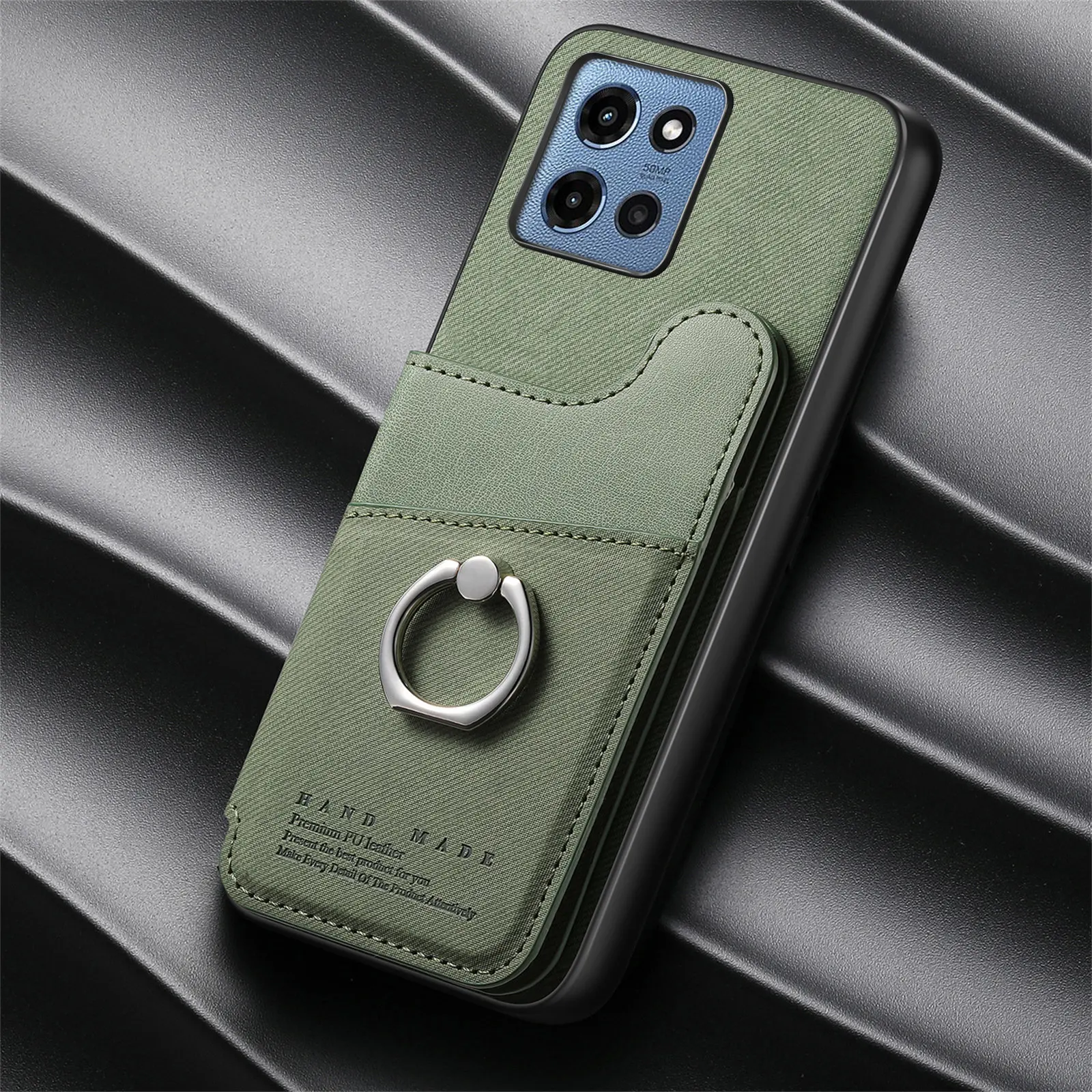Elegant Double Button Magnetic Leather RFID Card Holder Wallet Back Case