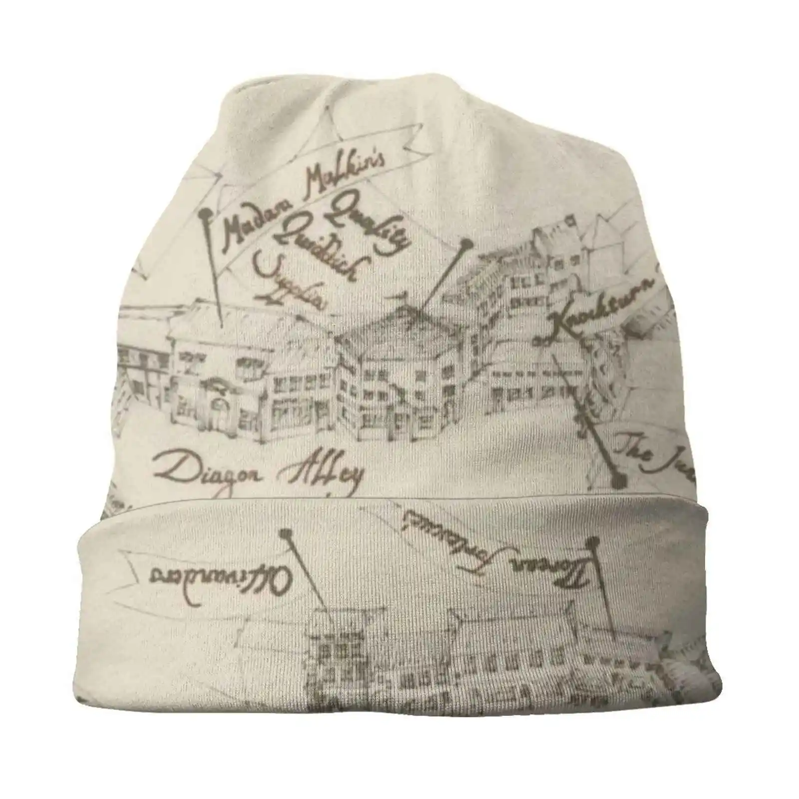 thumbnail image 1 of Gorro de punto del Callejón Diagon Gorro cálido para exteriores Mapa del Callejón del Dragón Menú Mago de Londres, 1 of 5