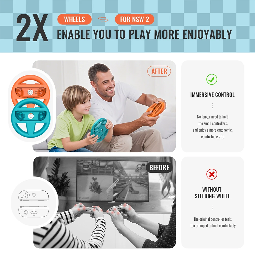 2Pcs Controller Grip Holder for Nintendo Switch 2 Joy Con Left and Right Gaming Racing Steering Wheel Handle Grips Accessories