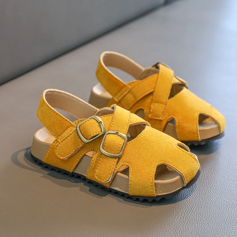 Kids'Casual 신발 샌들 PU 가죽 패션 여름 신발 소녀용 버클 솔리드 컬러 미끄럼 방지 화이트 핑크 신발 사이즈 23-33