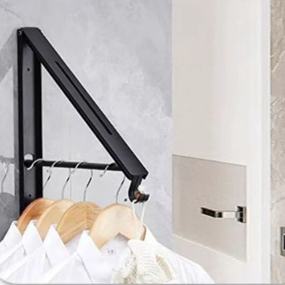 Aluminium Clothes Drying Rack Retractable Wall Mounted Folding Hanger Easy Installation Space Saver Clothes Drying Organizer 2