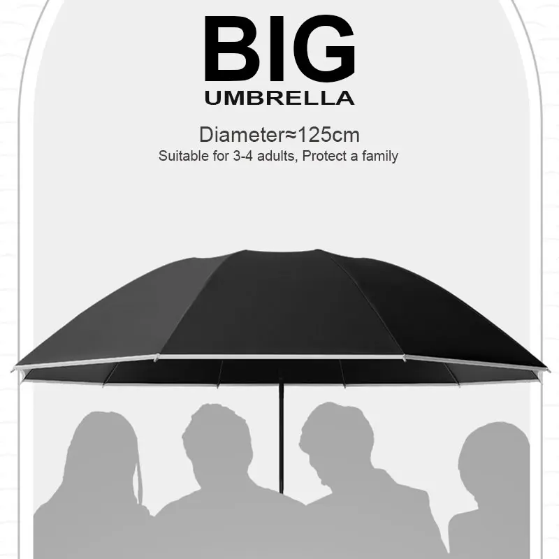 Super Large Folding UV Umbrella Rain Women Windproof Sunny And Rainy Paraguas Male Double Whole Family Umbrellas Reverse