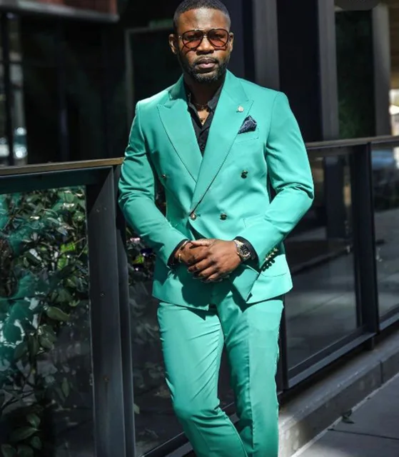 Traje Azul Hombre Abito Turchese Uomo Papillon Uomo Uni