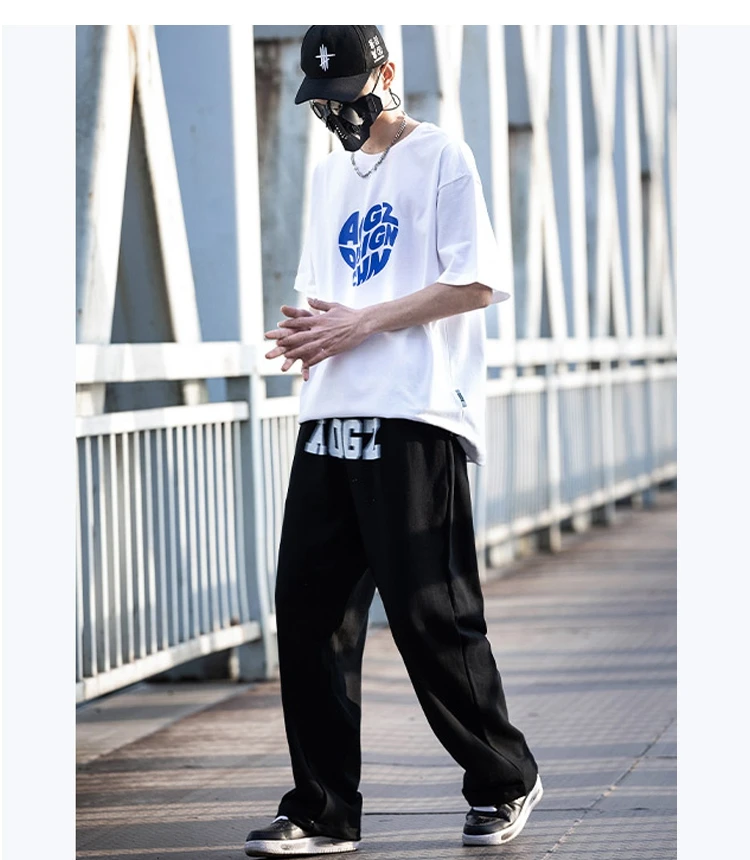 AOGZ Men Cargo Pants Fashion Streetwear Hip Hop Loose Casual Pants Harajuku Drawstring Trousers Baggy Pants Joggers Sweatpants cargo pants with straps