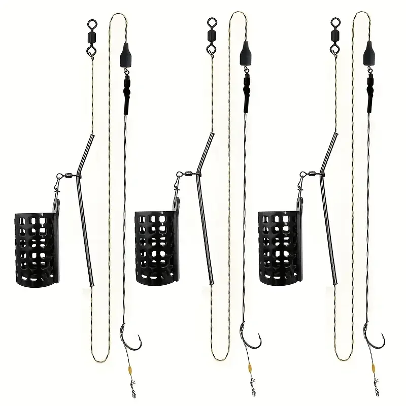 Karpfenangeln Feeder Käfig Set, 10g-60g, geflochtener Karpfendrahthaken, Angelköderhalter und Sinker, Angelfalle Köderkäfig, Angelzubehör – Detail 1