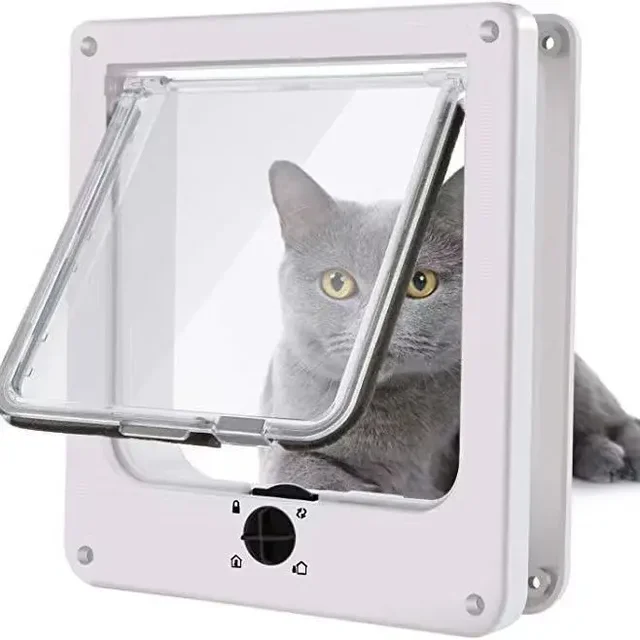2629330105003+3 Dog Cat Flap   Way Security Lock Flap Door for Cats Kitten ABS Plastic Small Pet Gate Door Kit Cat