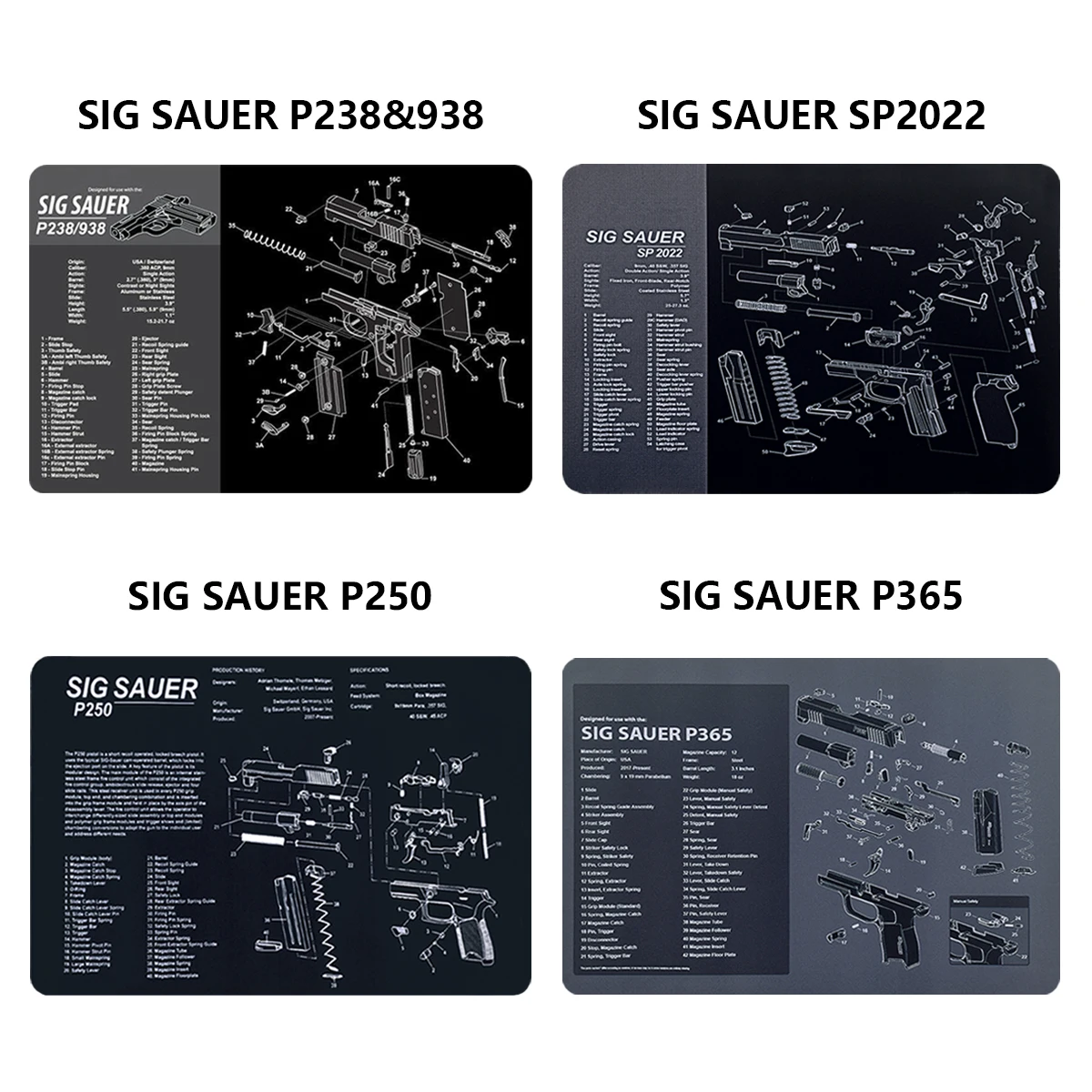 Gun Cleaning Mat Tactical For Pistol HK USP 1911-3D Glock CZ-75 Sig Saure