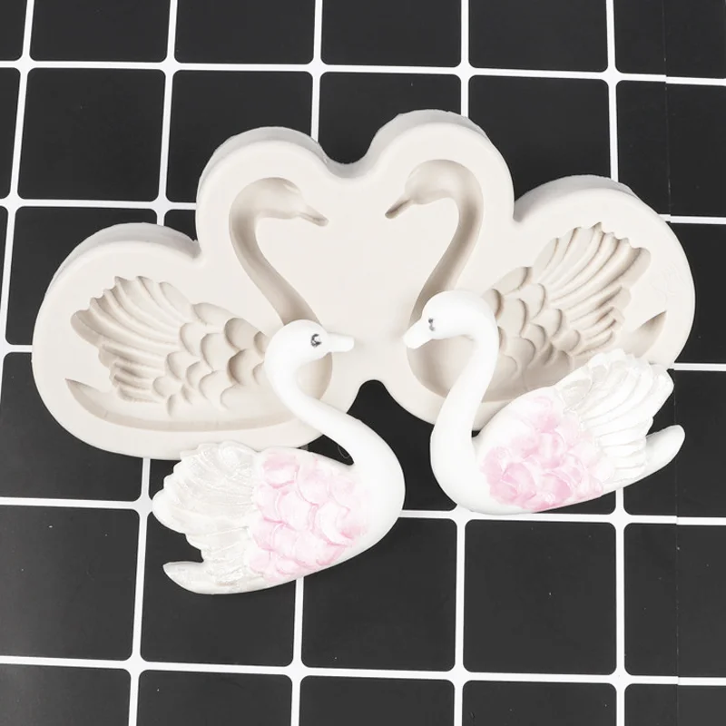 

Couple Swan Silicone Mold 3D Fondant Cake Decoration Mould Soap Molds Chocolate Cookie Pastry Baking Tool Kitchen Accessories