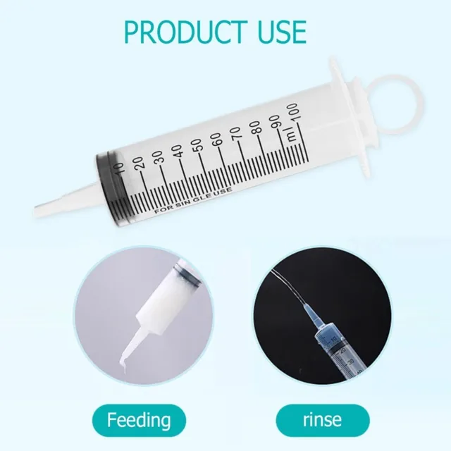 Without Needle 100ml Nutrient Syringe With Scale Reusable For Oil Glue Pump Extractor Pet Feeding Water Applicator 100ml 1-10Pcs 5