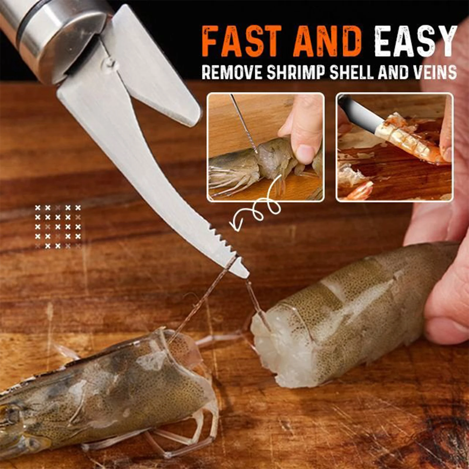 6 In 1 Multifunctional Fast Shrimp Peeler Stainless Steel Shrimp Line Cutting Scraping Digging Fish Scales Knife Kitchen Tools