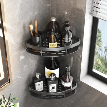 Portaoggetti da bagno senza mensole per trapano supporto da parete mensola angolare supporto per doccia per WC Shampoo Organizer accessori per il bagno 1