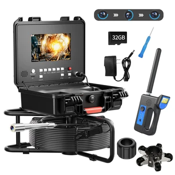 Telecamera per Ispezione Tubi Fognari 7" IPS 1080P - Localizzatore 512HZ Autolivellante, Contatore Metri, Endoscopio Industriale per Tubazioni 20/30/50M