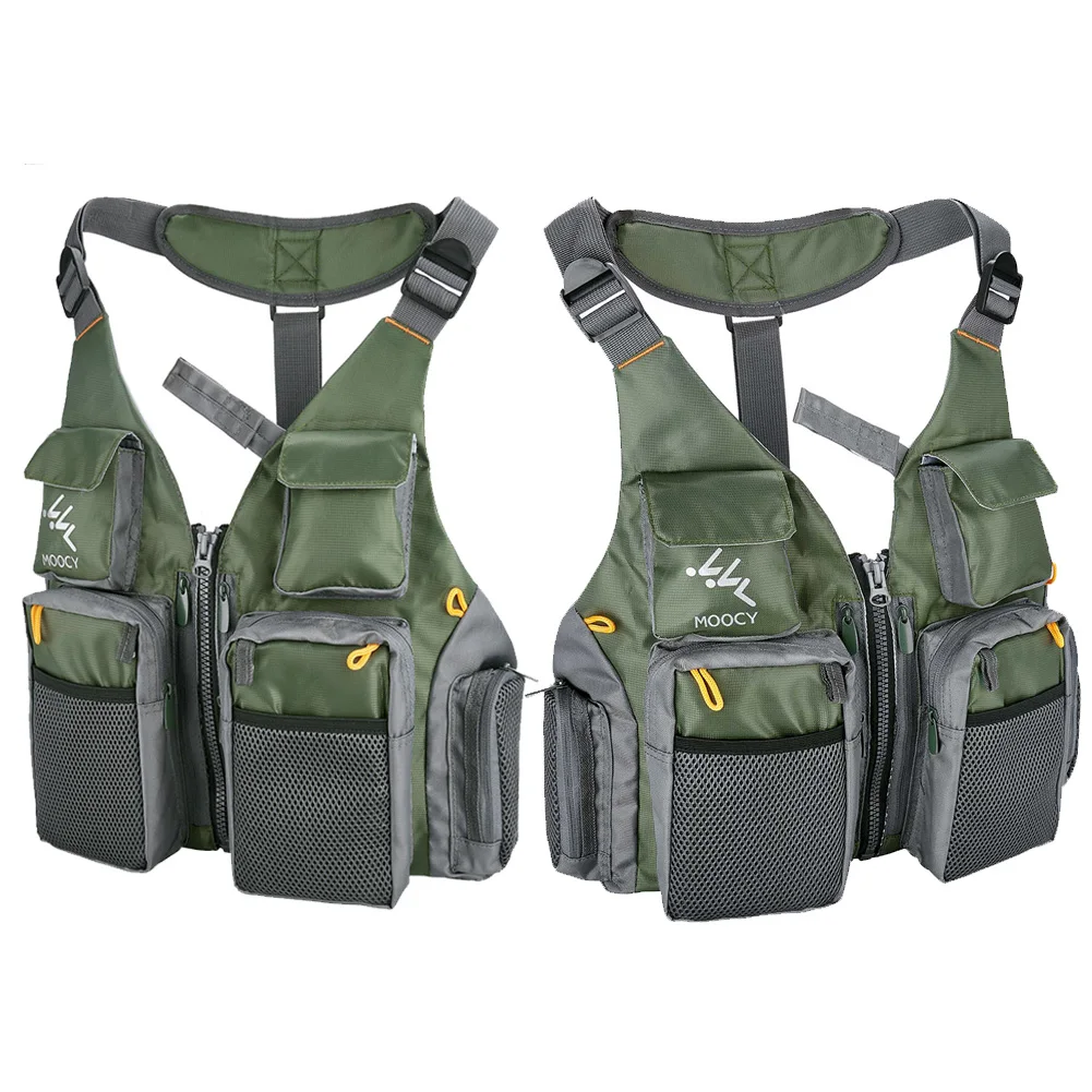 야외 낚시 조끼 멀티 포켓 편안한 낚시 재킷 통기성 옥스포드 천 낚시 조끼 러닝 여행 하이킹용