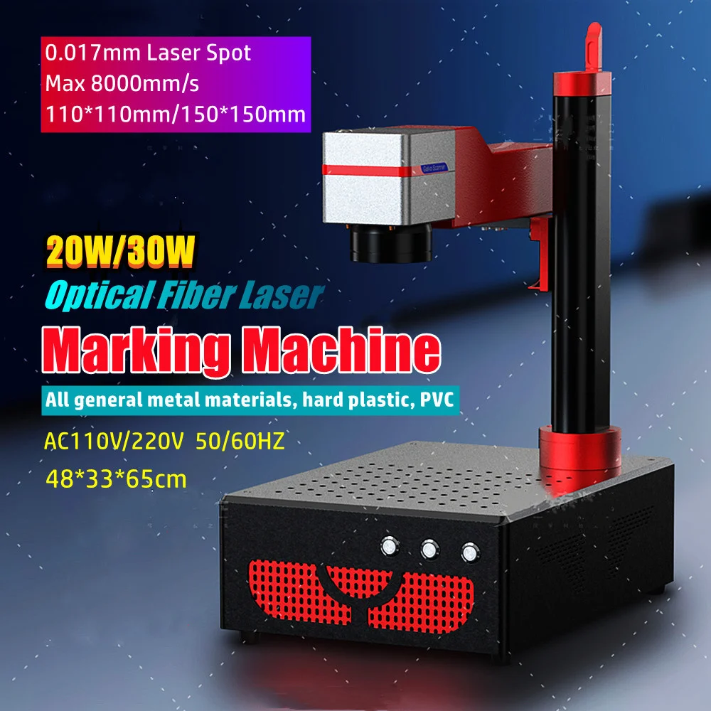 

20W/30W Portable Desktop Optical Fiber Laser Metal Marking Machine 11*11cm 15*15cm Metal Lettering Coding Engraving Machine