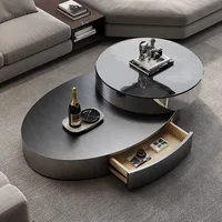 Tables basses de luxe italiennes moderne haut de gamme en acier inoxydable Table basse centrale ovale en verre meubles de maison Escritorios FYCT 2