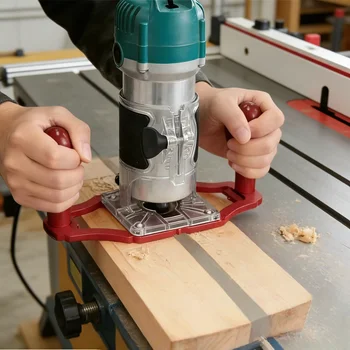 Base per fresa da legno con doppio impugnatura, staffa per rifilatura, per fresatura e incisione del legno, strumento fai da te