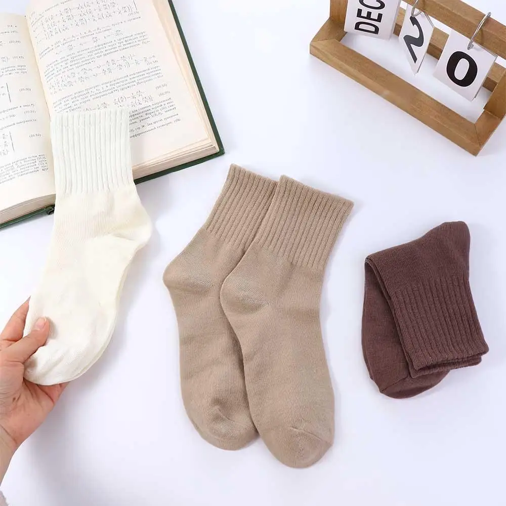 Sweet Personality Solid Color Female Autumn and Winter Casual Socks Women Socks Striped Socks Cotton Hosiery Tube Socks