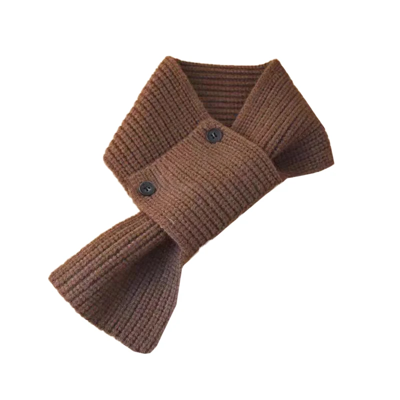 Children's Scarf Button Versatile Fashion Street Warm Woolen Neck Scarf Korean Cross Over For Children And Students